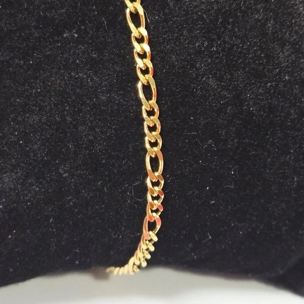Gold Figaro Chain Bracelet 2mm Stainless Steel Unisex Classic Minimalist Jewelry